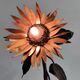 Vintage metal and bronze sunflower sculpture lamp, 1970s belgium