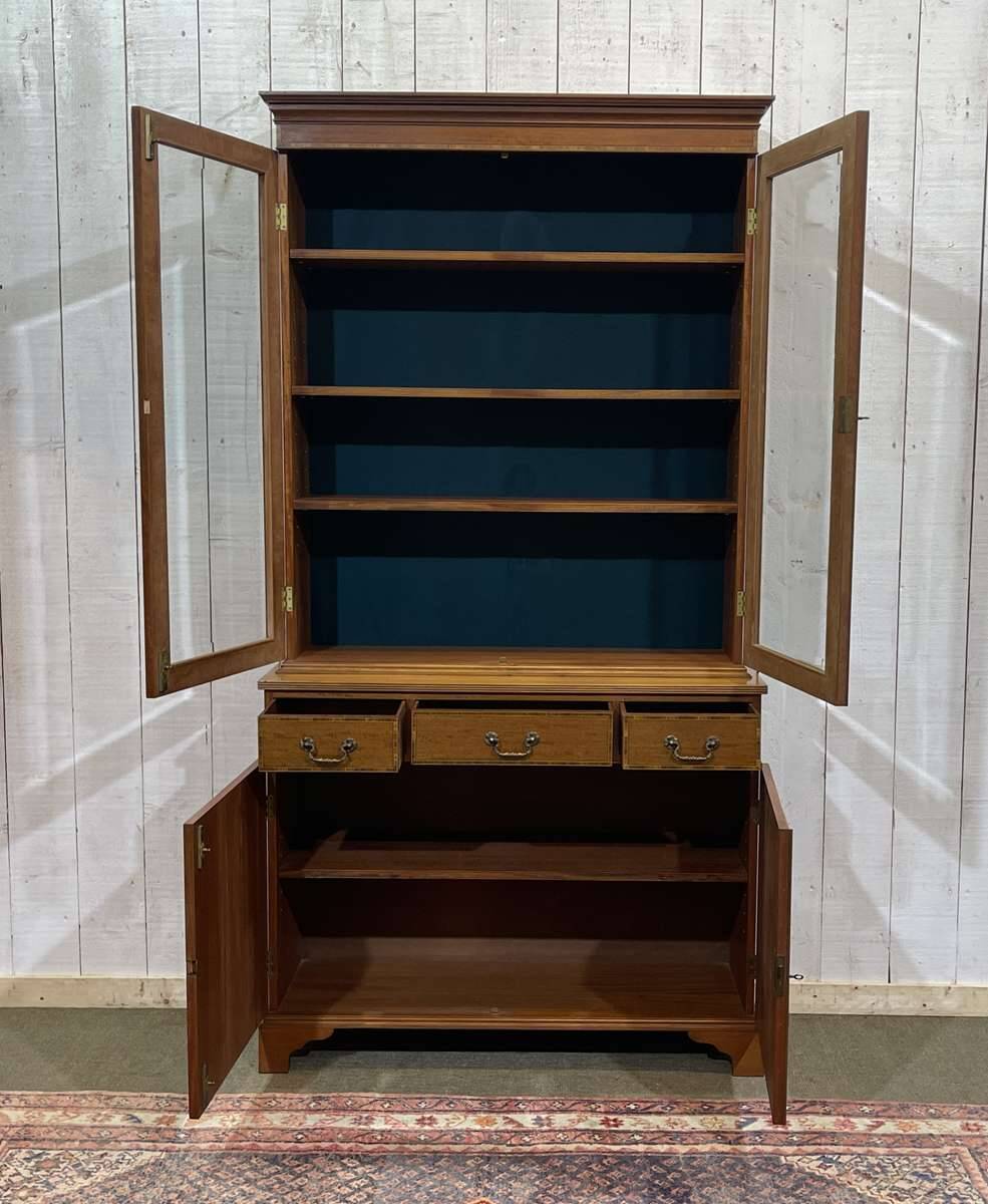 English two-piece mahogany bookcase from the 1950s