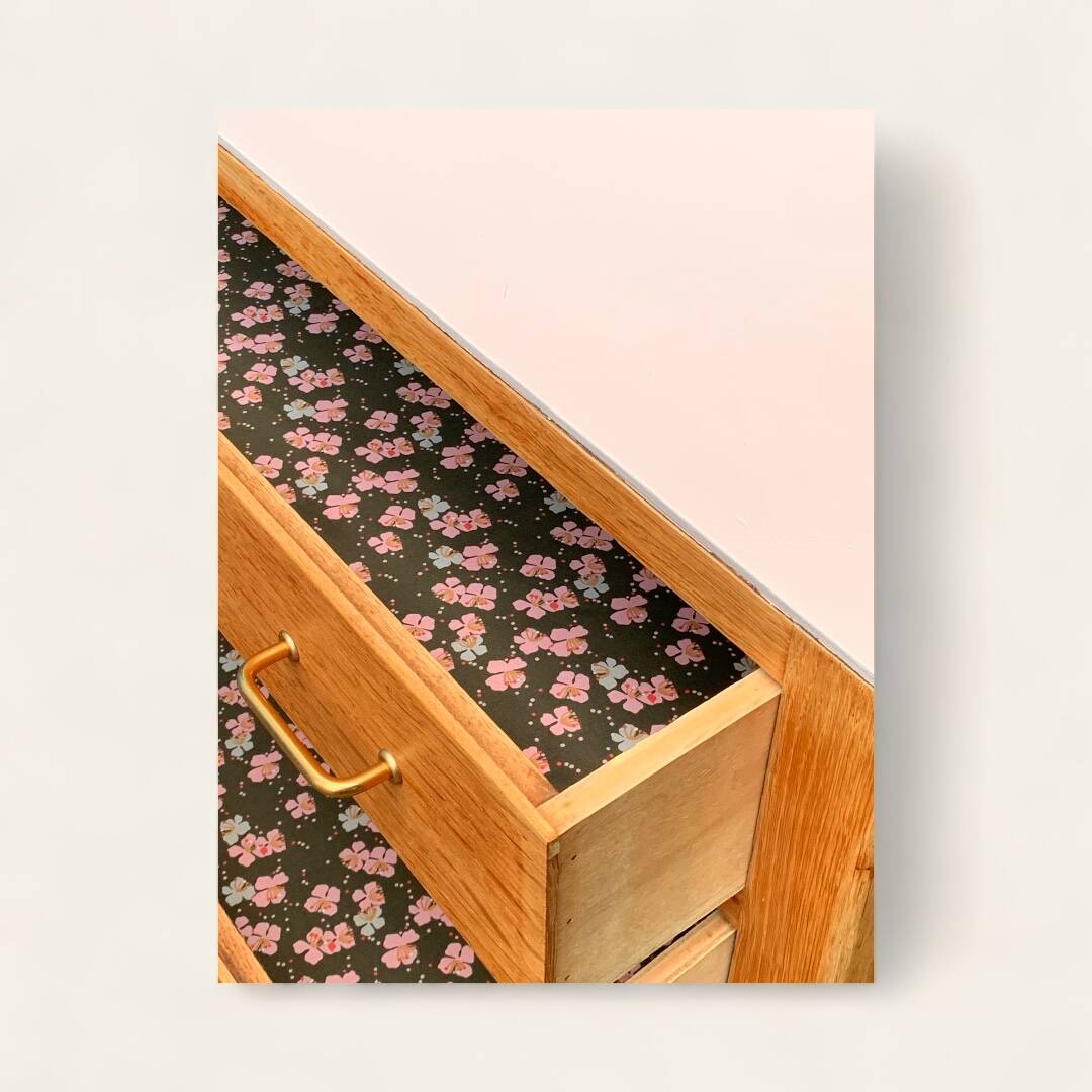 Vintage chest of drawers in solid raw oak 1950