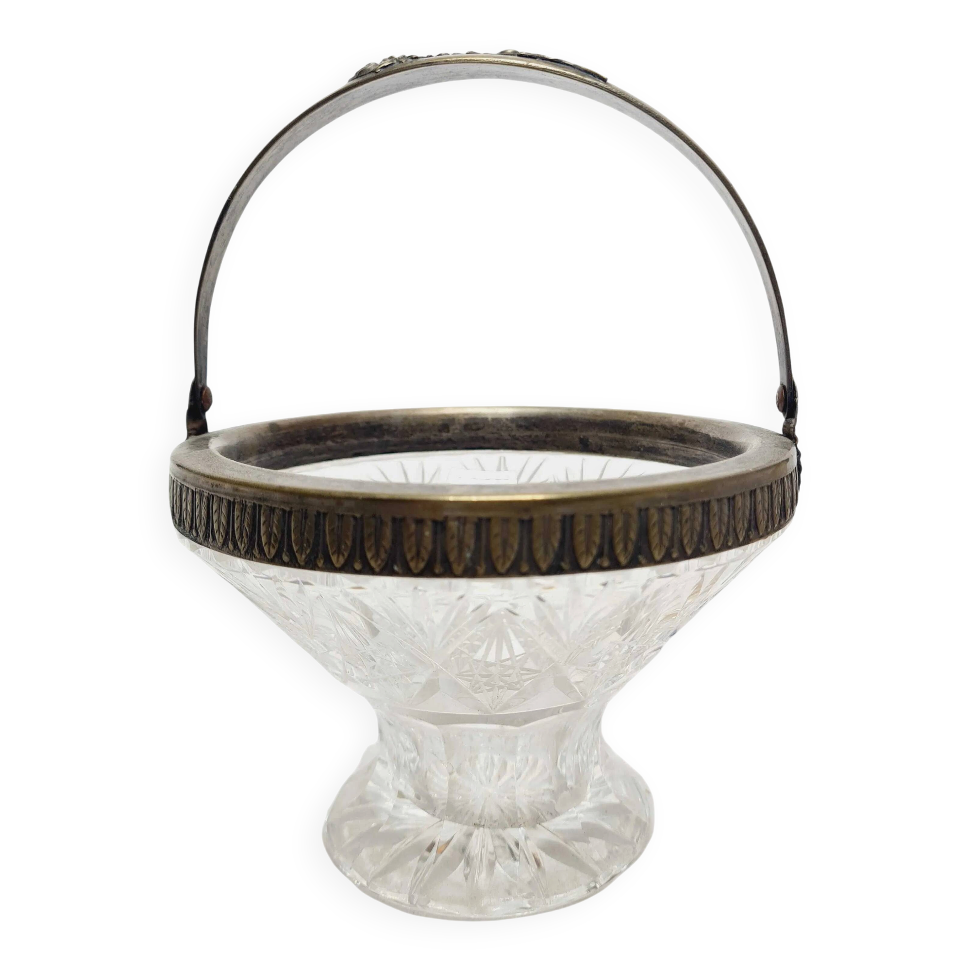 ARS Crystal platter ART DECO with brass fittings
