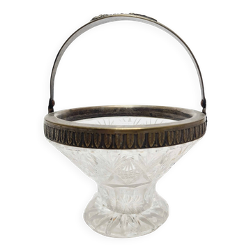 ARS Crystal platter ART DECO with brass fittings