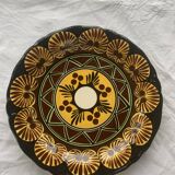 Large presentation and collection plate in glazed ceramic st jean de Bretagne signed