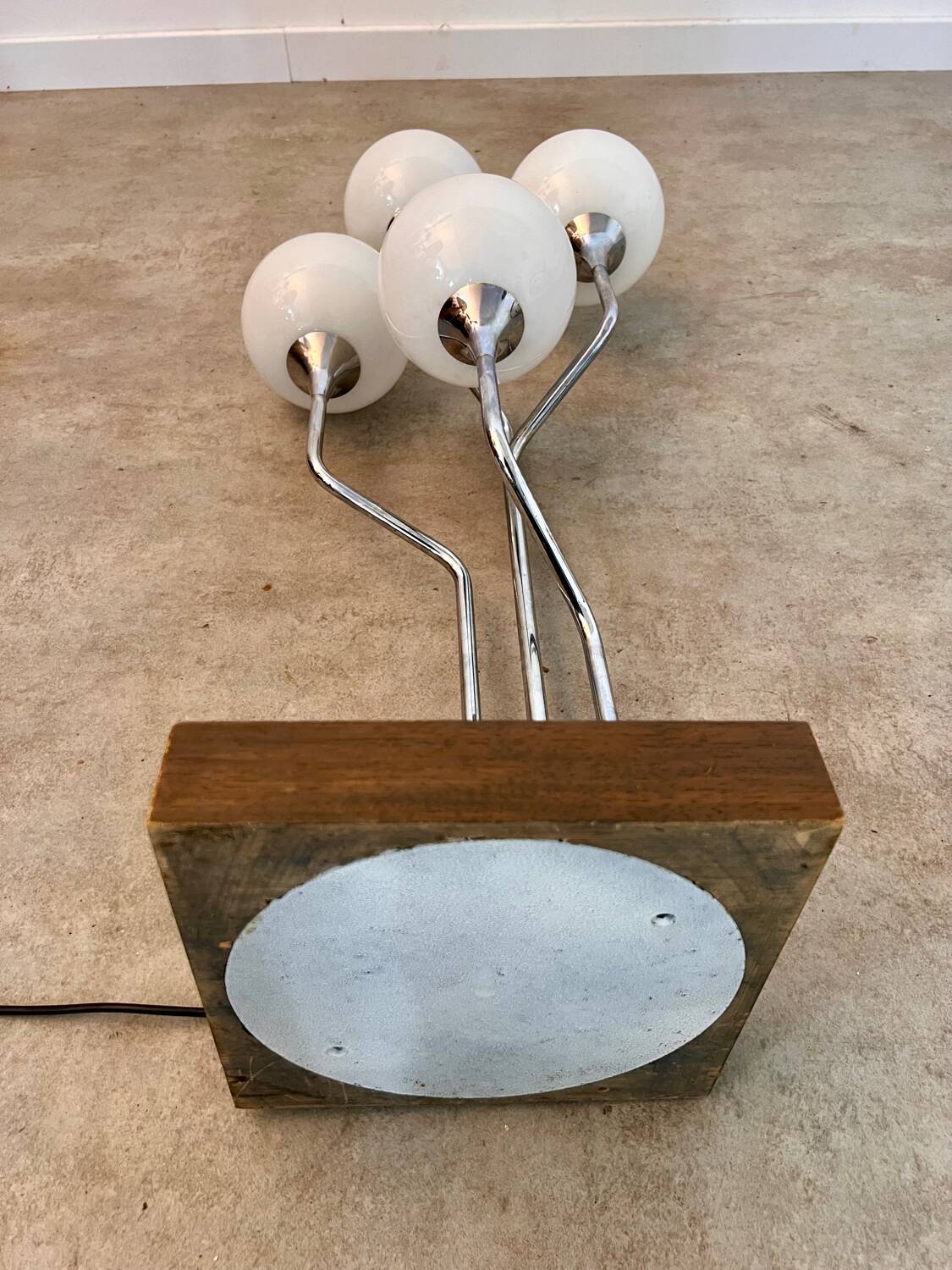 Old metal table lamp Italian design Gioffredo REGGIANI 70s vintage 4 lights