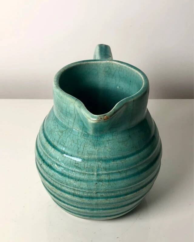 French majolica "Orchies" earthenware pitcher, 13 cm high – vintage decor