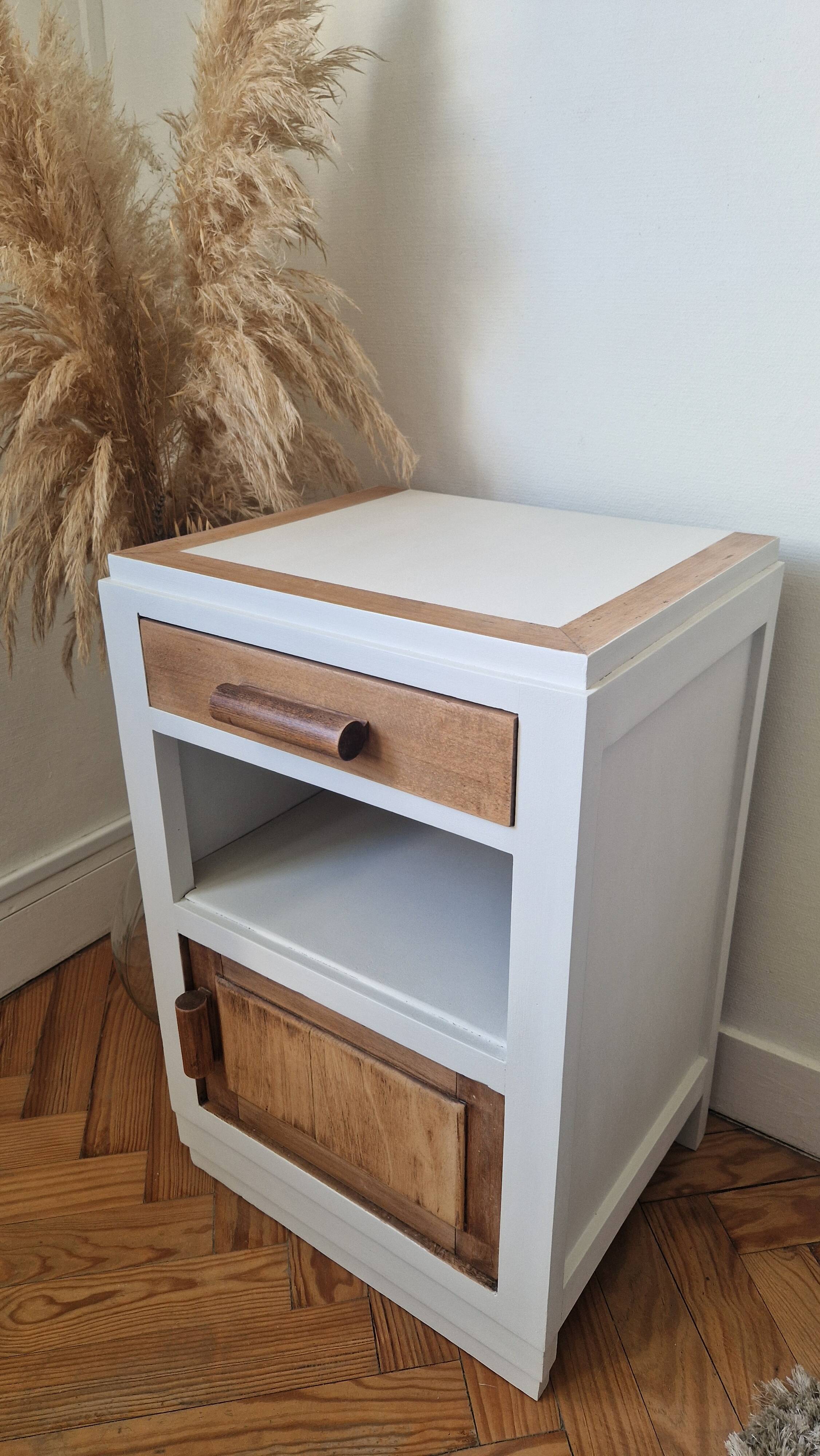 Pair of vintage beech bedside tables