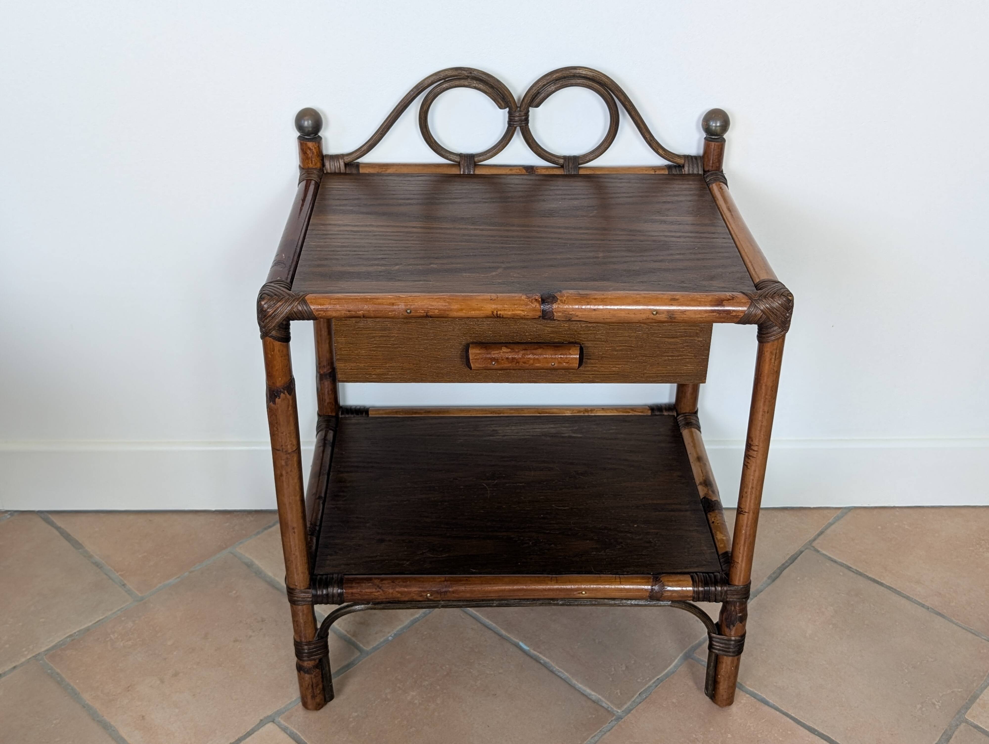 Pair of rattan bedside tables