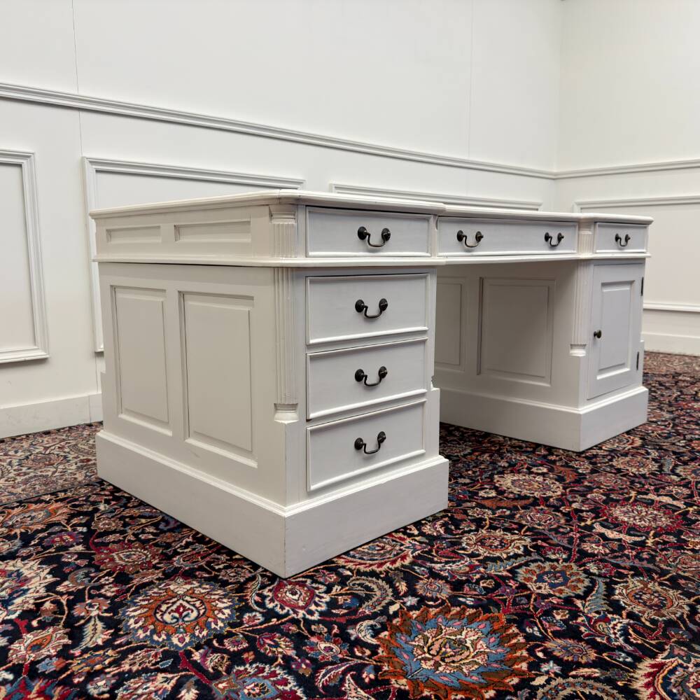 Classic English White Desk Set with Desk Chair