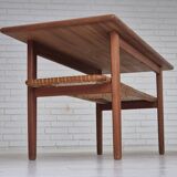 1970s, Scandinavian coffee table, original condition, teak wood, rattan.