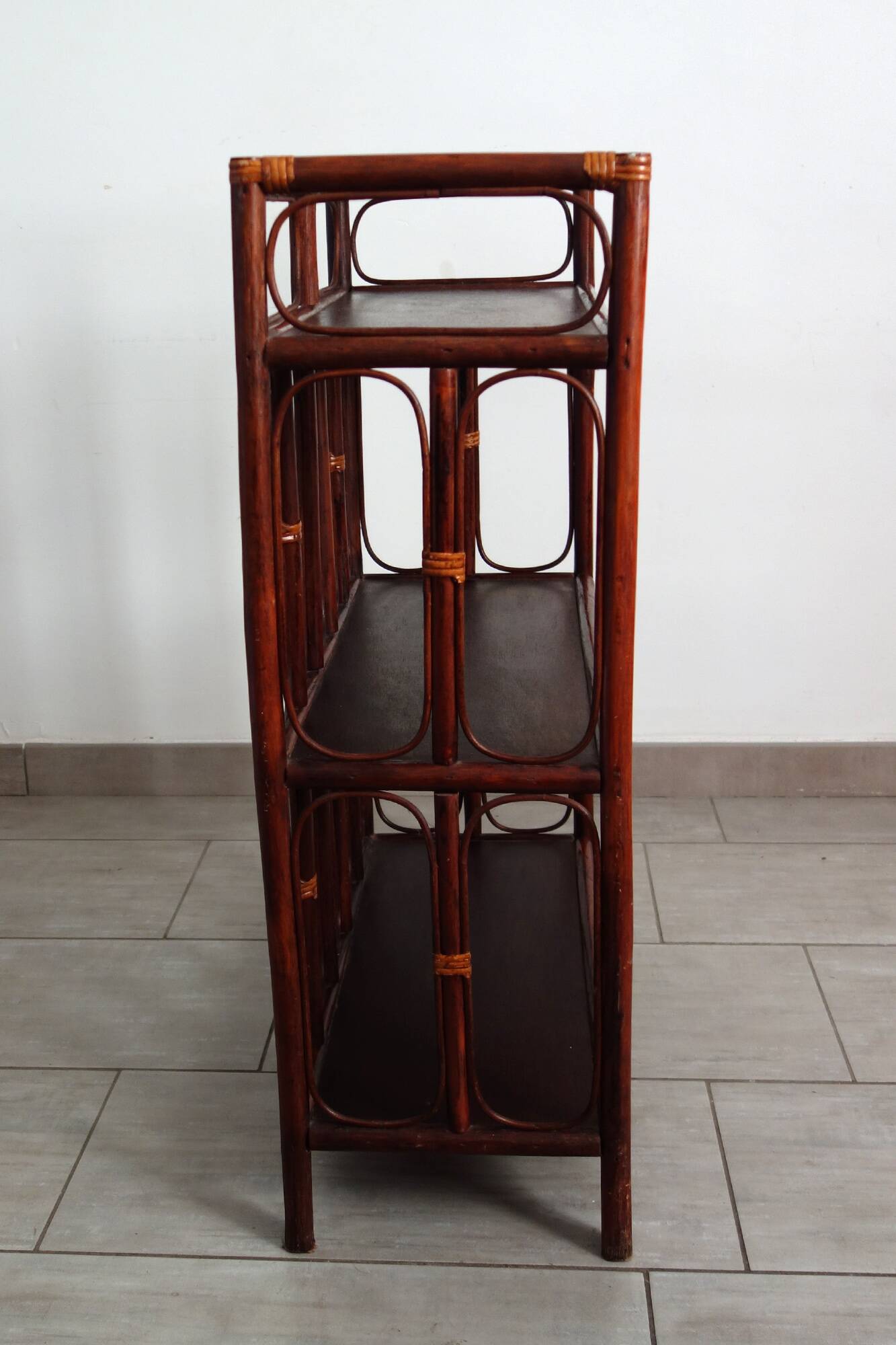 Vintage bamboo and rattan shelf