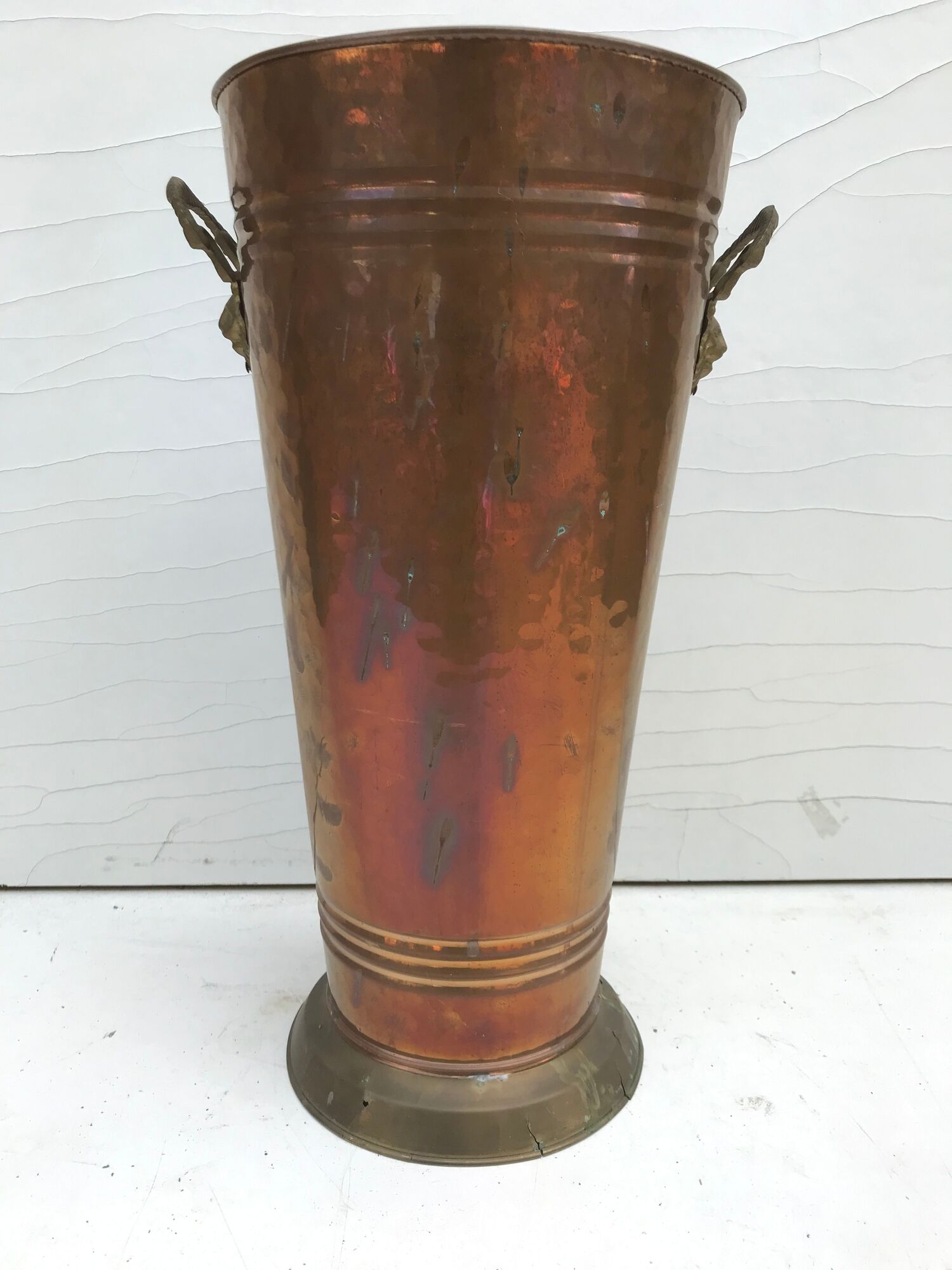 Ancient copper umbrella door and handles in brass