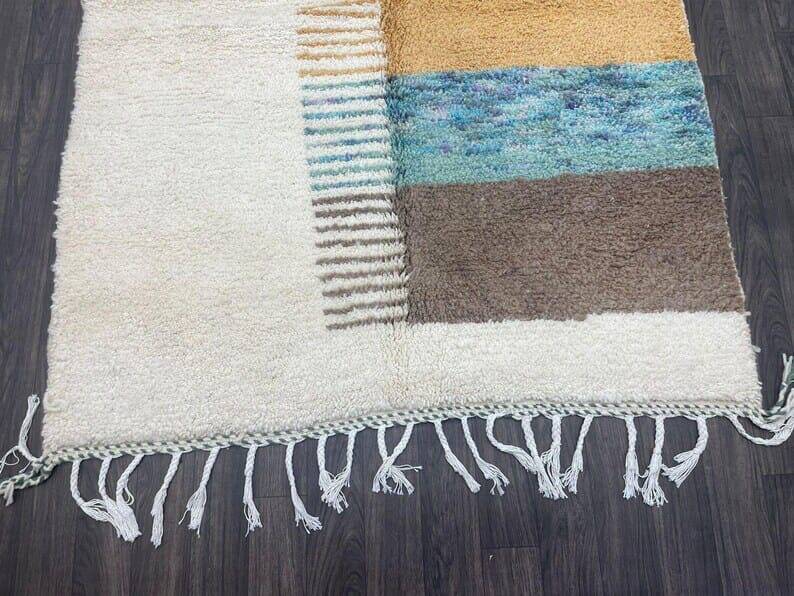 Tapis beni ouraine en laine pure fait main traditionnelle taille 1,4/2,6 m