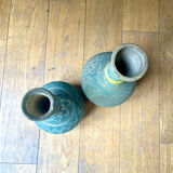 Vases vintage, anciens fait à la main, bleu