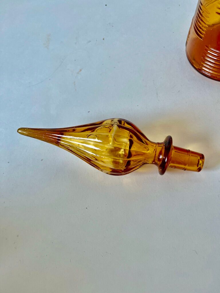 Genie bottle Empoli Murano Italy Vintage amber 1950