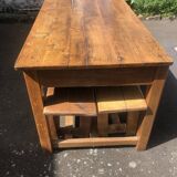 Farmhouse table with 2 solid oak benches