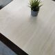 Table basse vintage travertin et bois design 1970