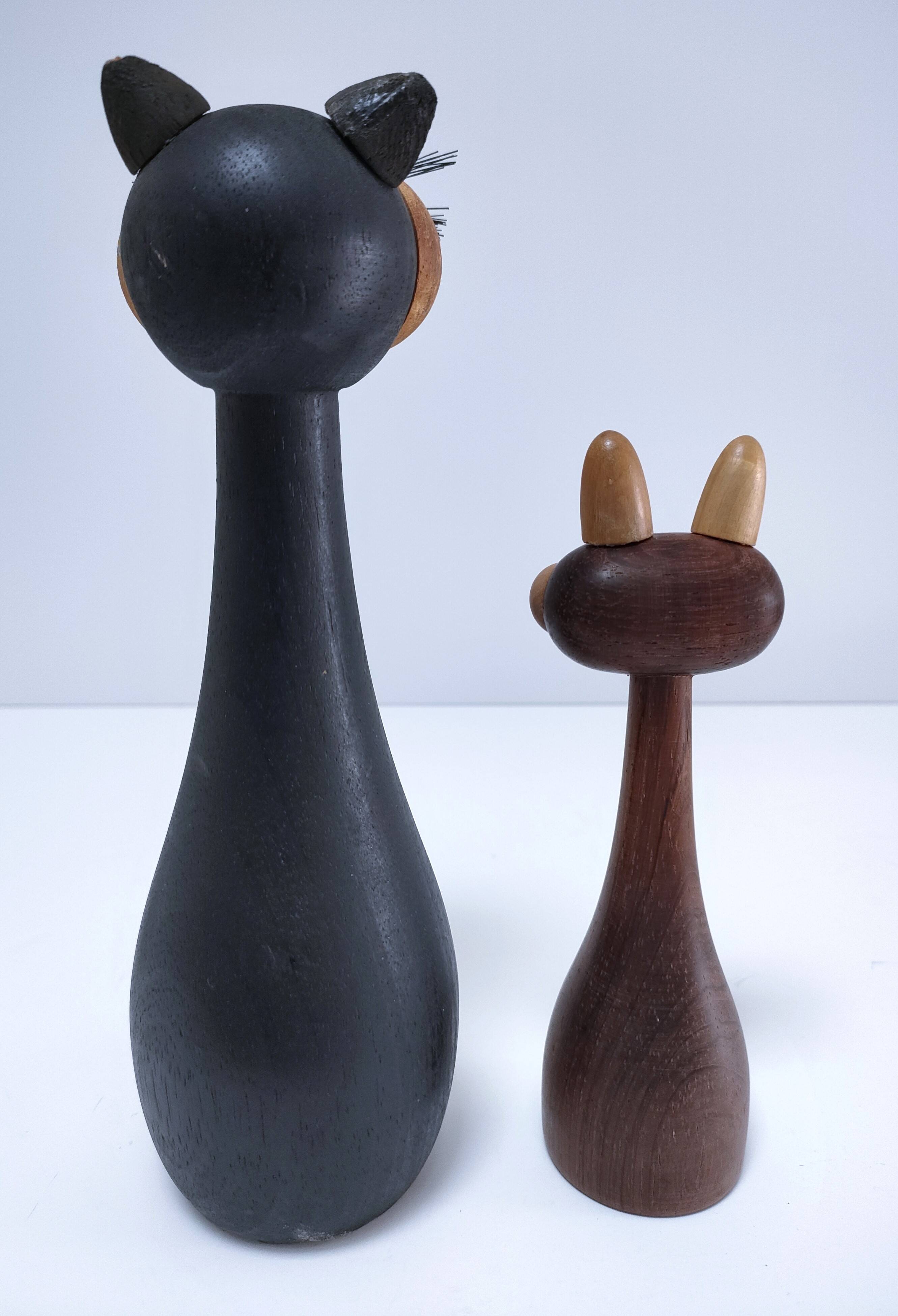 Deux chats bois design scandinave années 60 Laurids Lonborg