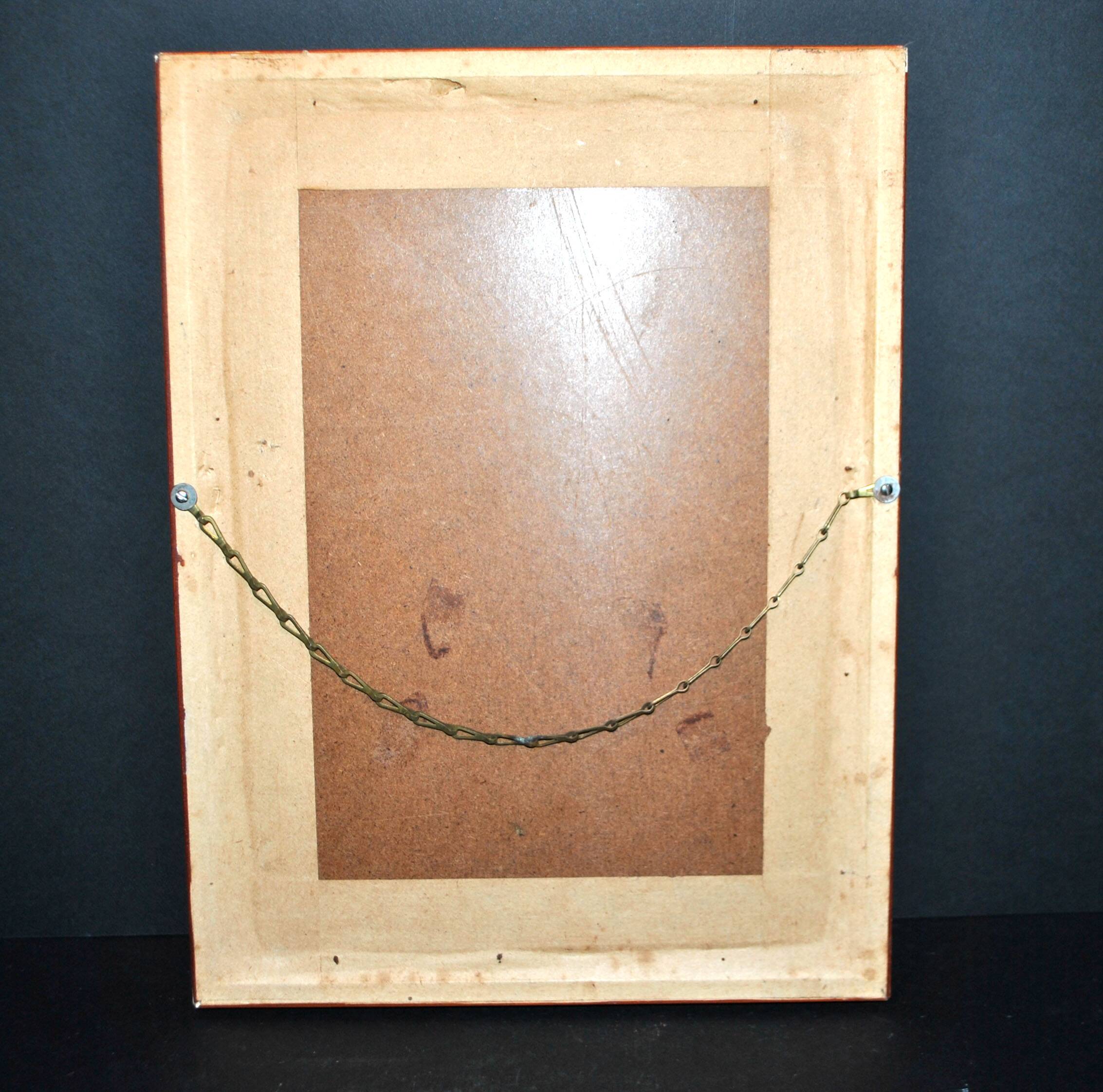 Painting enhanced engraving bird japan signed ashikaga "teaoil plant" 1950