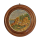 Oil painting on panel in marine tondo wooden frame early twentieth century