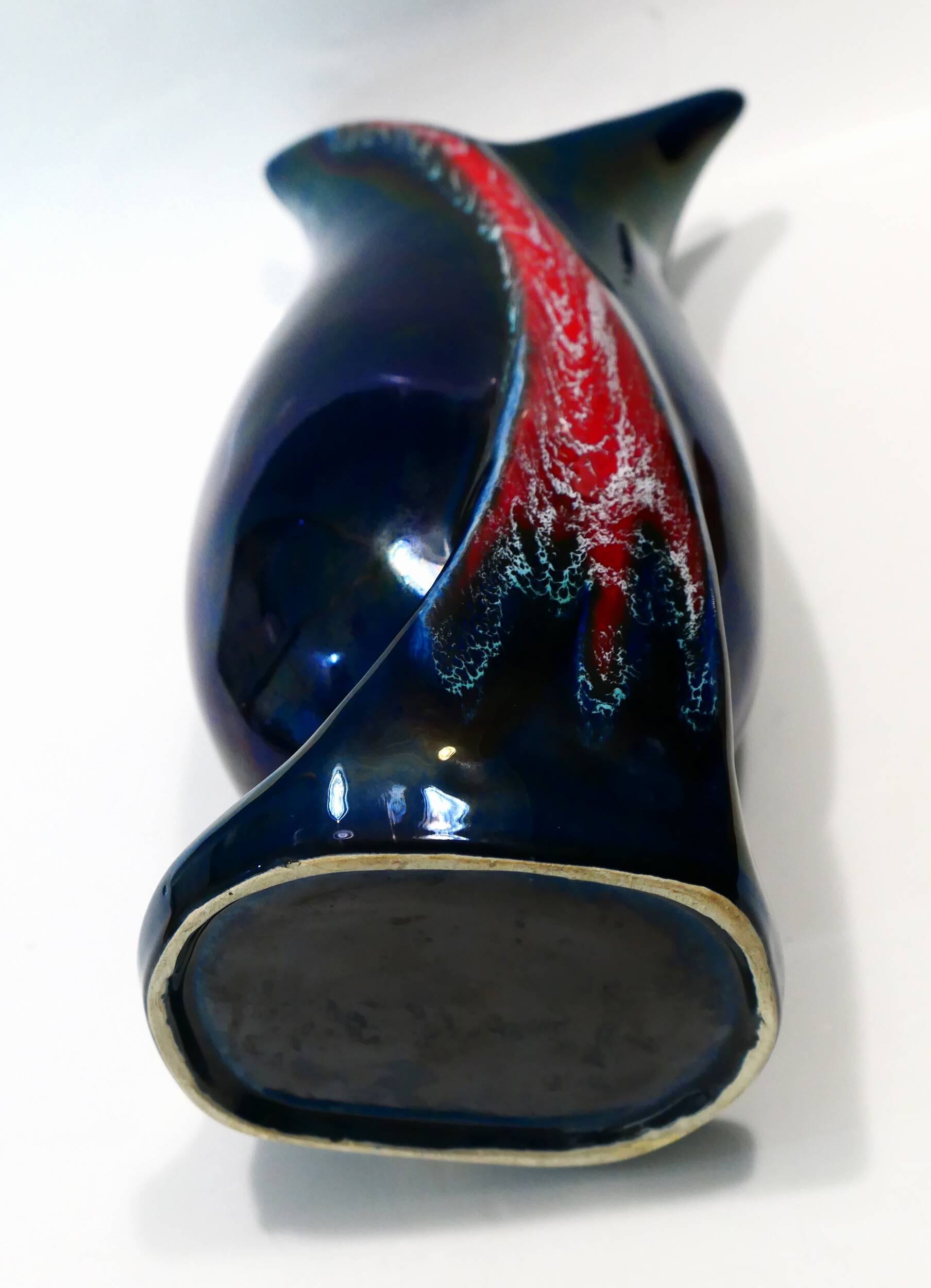 Vase Vallauris forme libre moderniste 1950-60 Bleu rouge