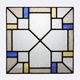 Art Deco Leaded Glass Panel with Geometric Cross Motif, Belgium, Circa 1920