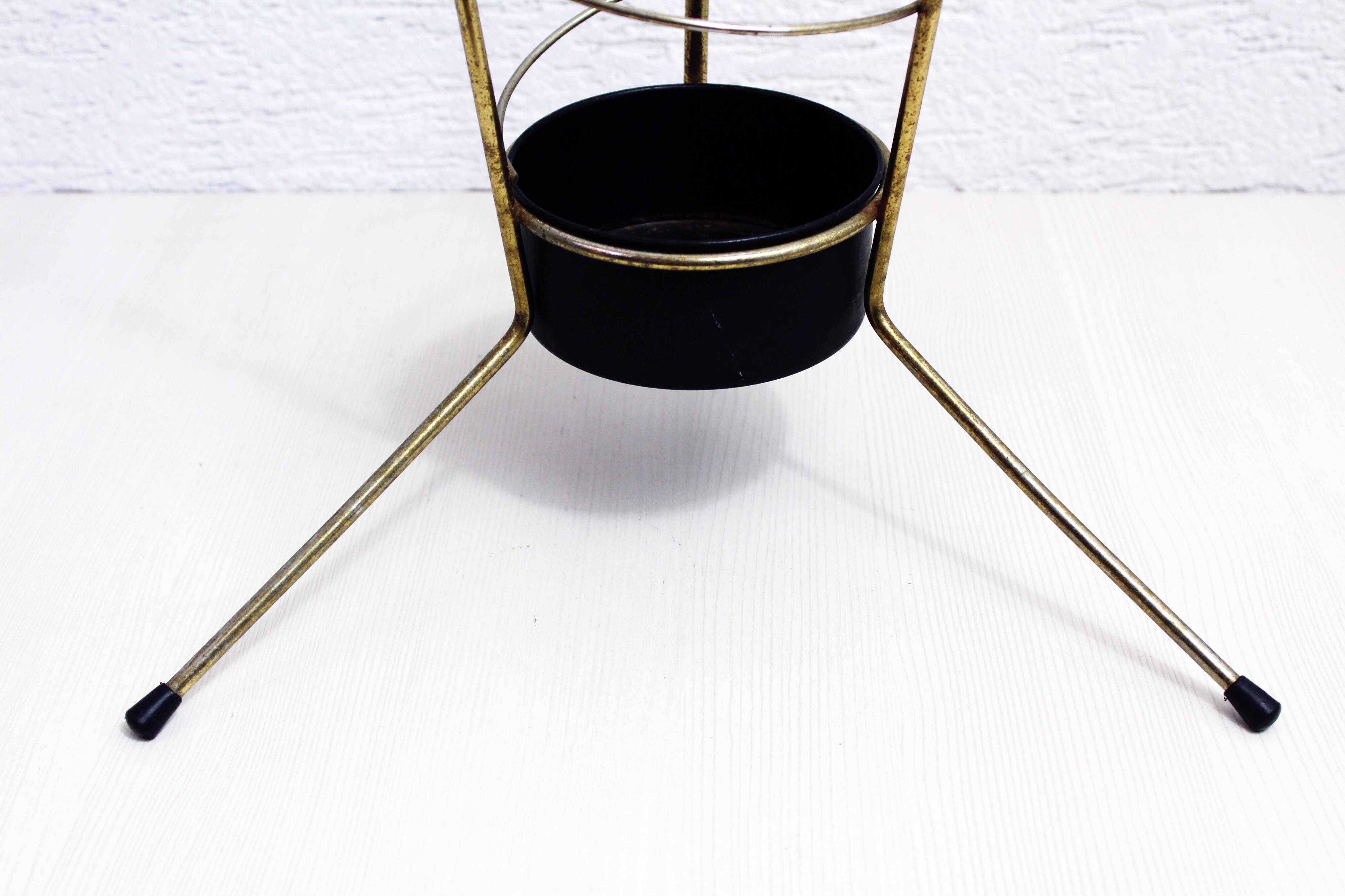 Vintage brass umbrella stand, bamboo handle