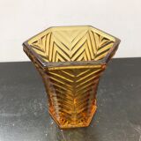 Vintage yellow glass art deco vase