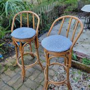 Paire de tabouret de bar en bambou 70's