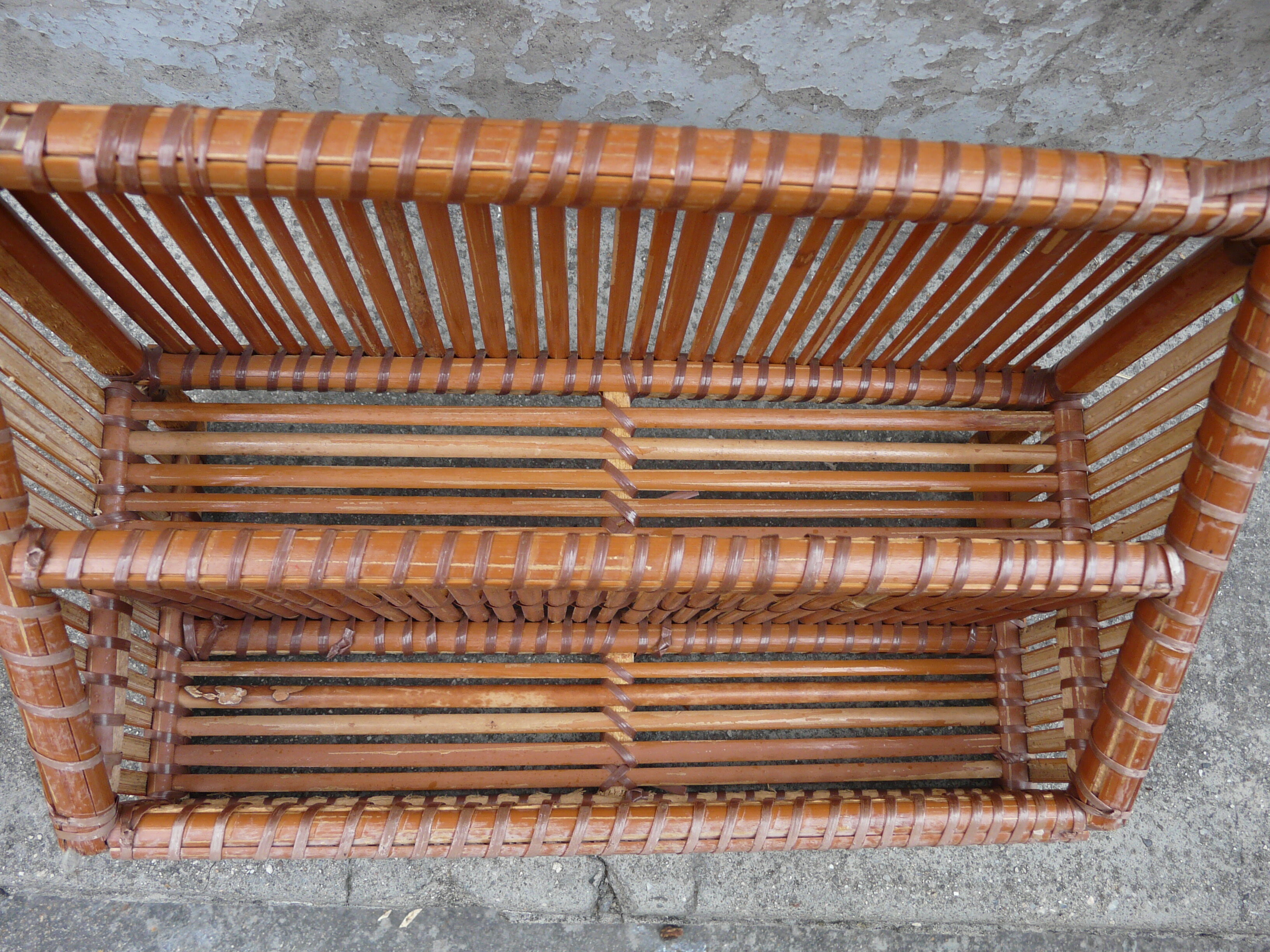 70s bamboo shelf or mail rack