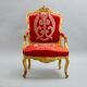 Pair of red and gold armchair Louis XV style