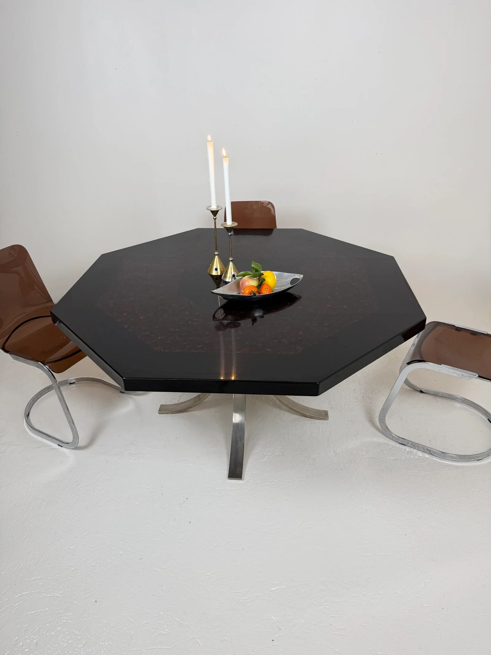 Octagonal dining table in resin, Italy 1970s