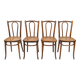4 chaises de bistrot en bois courbé et cannage