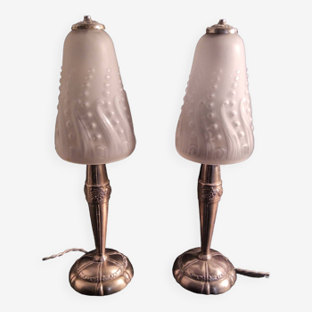 Pair of Art Deco bronze lamps Muller Frères