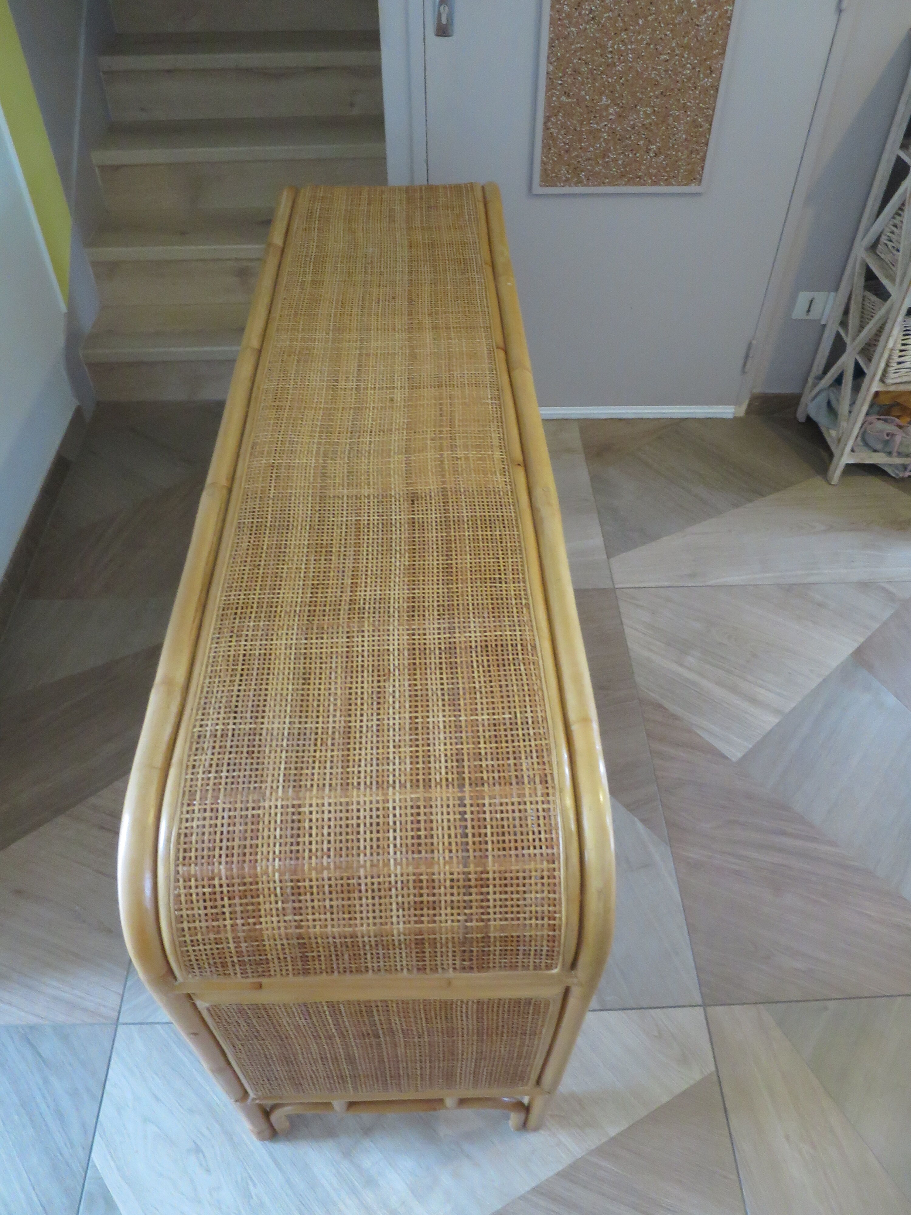 Buffet bas 2 portes -rotin tressé-bambou -cannage