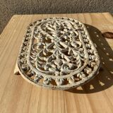 Old oval enamelled cast iron trifle soap holder