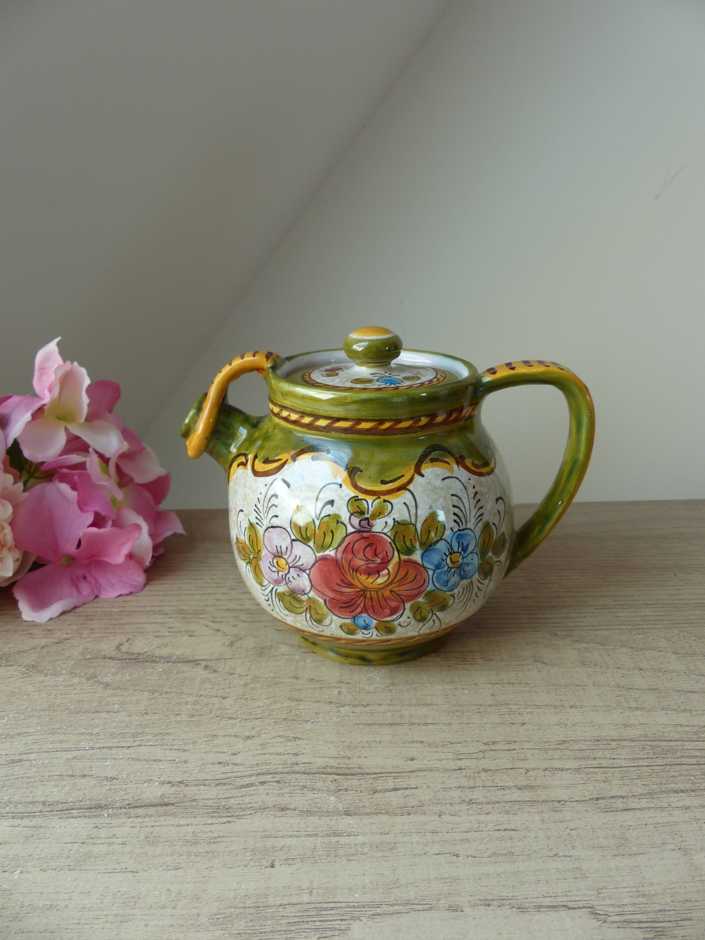 Pitcher, tiled kid from Deruta, Italy, Vintage