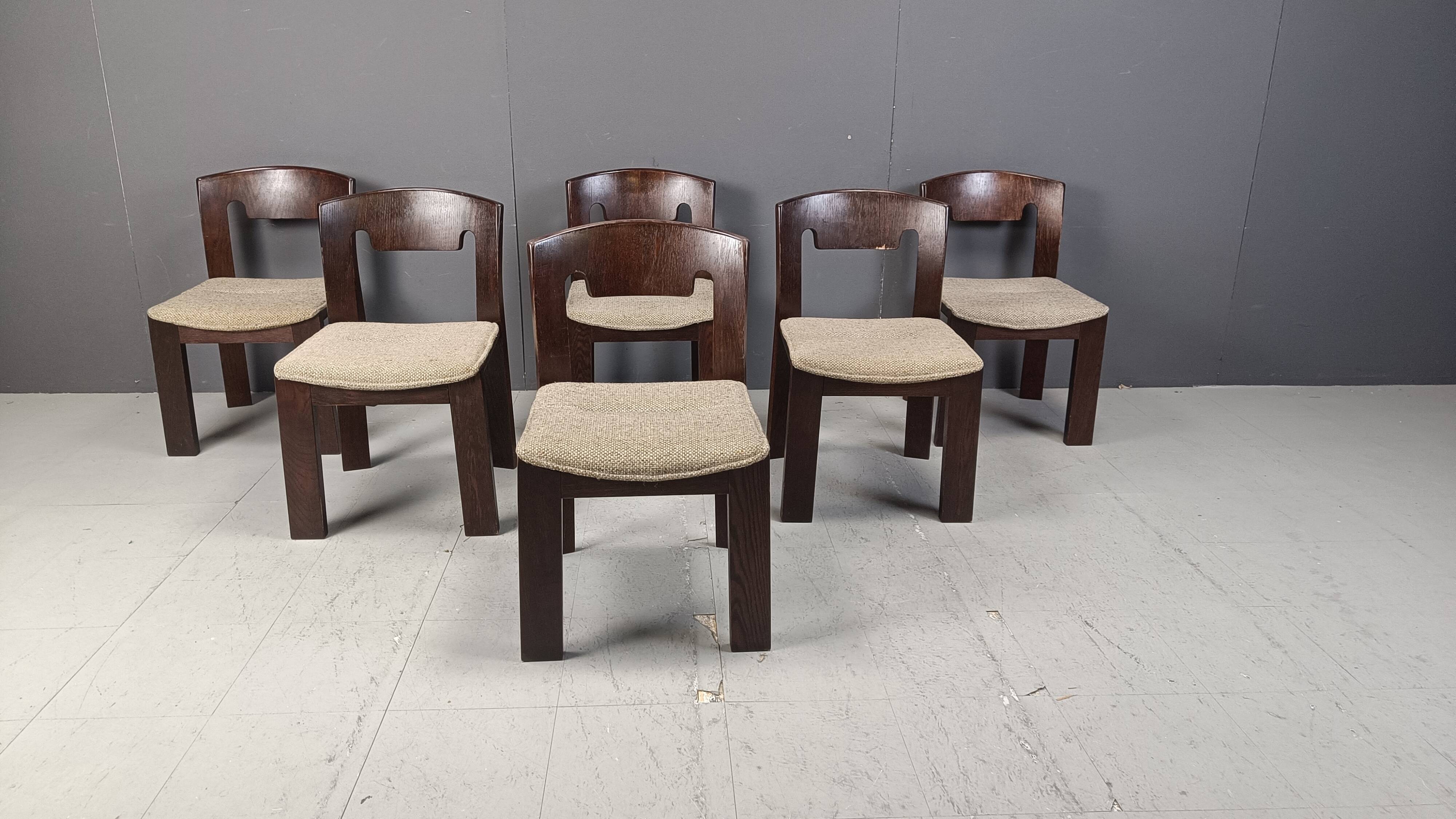 Vintage Brutalist Dining Chairs, Set of 6 - 1970s