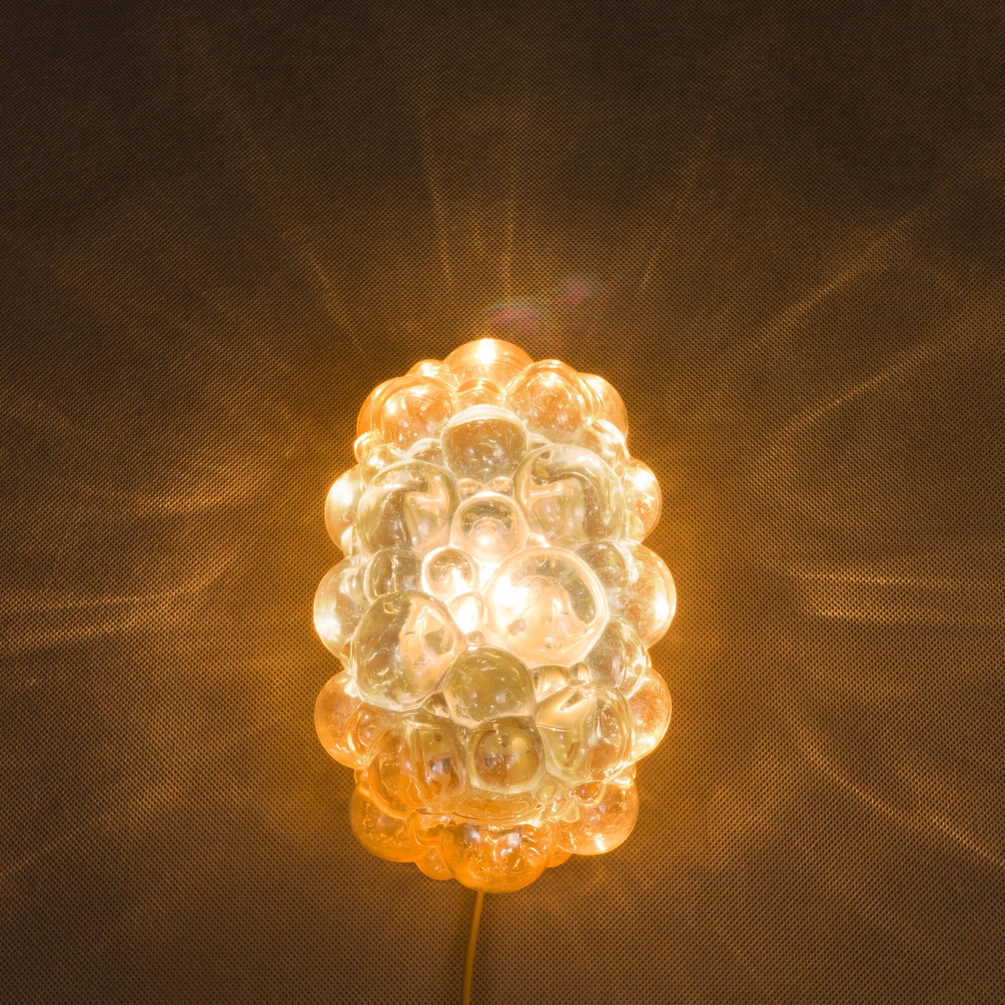 Pair of  bubble glass wall lamps by Helena Tynell for Limburg 1960