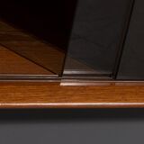 Teak wall cabinet with sliding glass doors