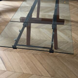 Extensible Bonaldo table in glass and wood – Italian design from the 90s.