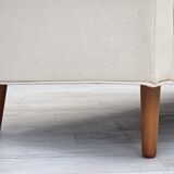 1970s, 3-seater Danish sofa, beige/white furniture wool, teak wood legs.