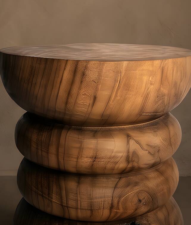 Tabouret ZARA en teck recyclé massif sculpté à la main