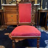 Chaise chauffeuse à haut dossier en acajou sculpté XIXe Napoléon III