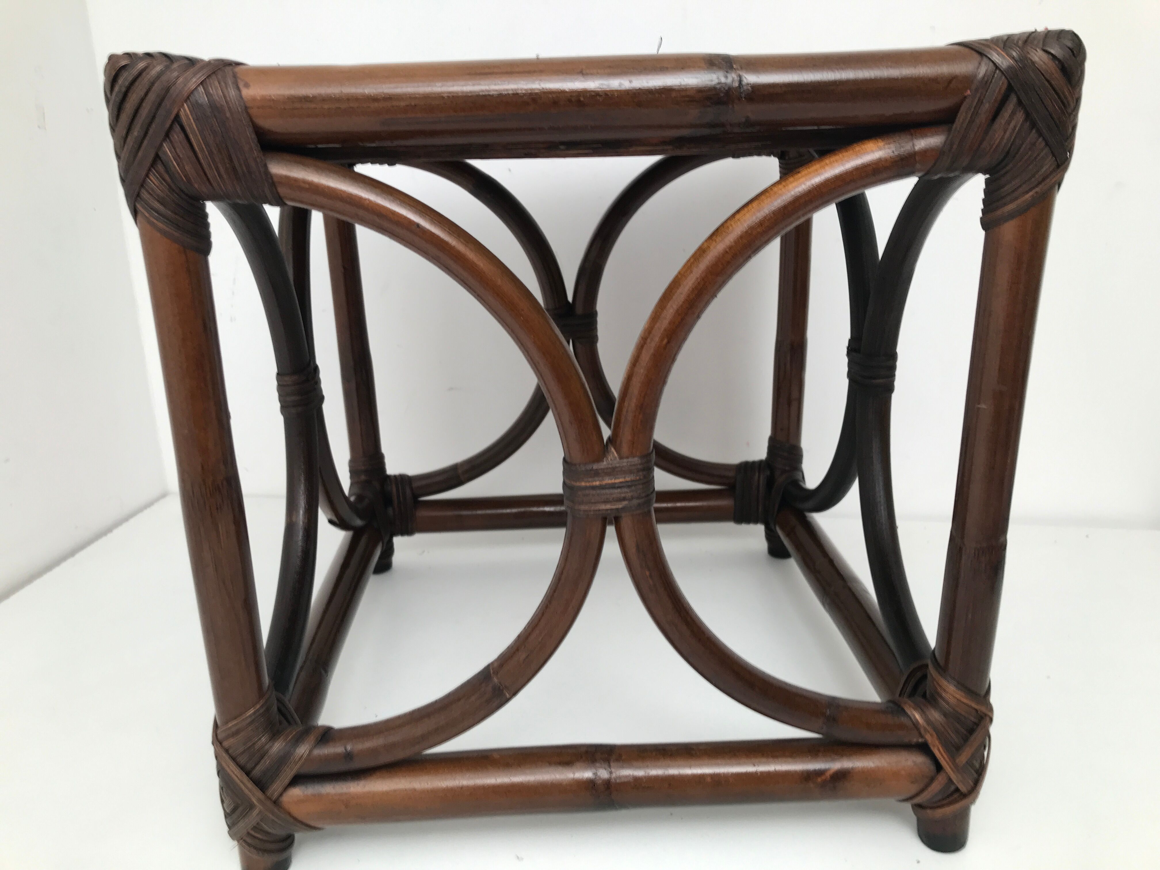 Bedside table stool in vintage cannage rattan