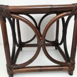 Bedside table stool in vintage cannage rattan