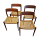 Ensemble de 4 chaises scandinaves modèle 75 de Niels Otto Moller