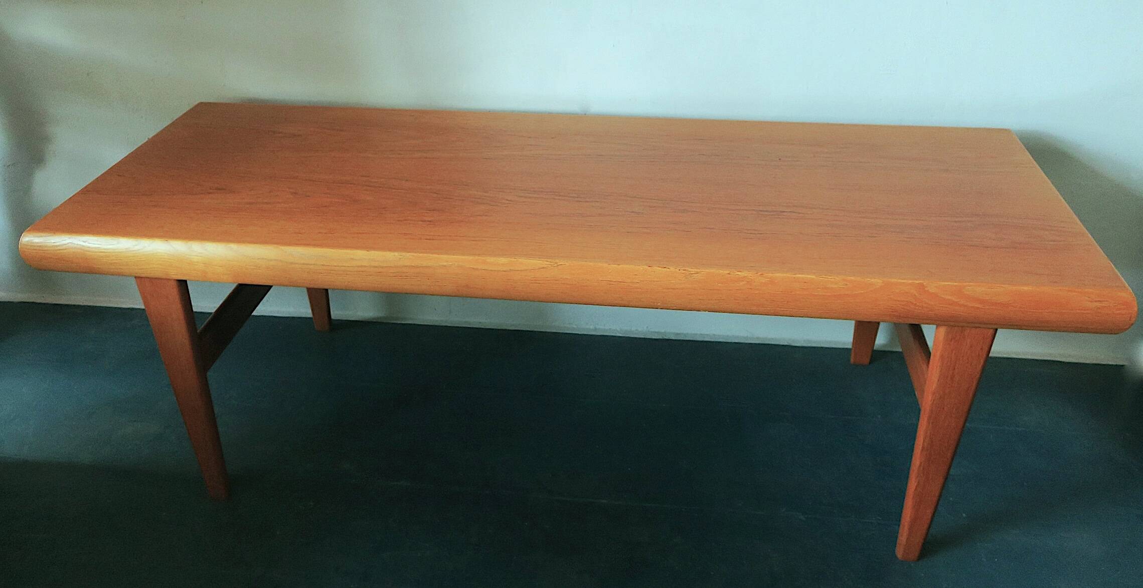 Teak coffee tables and tray by Johannes Andersen for Trioh, Denmark 1960s