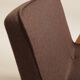 Fauteuil rétro en tissu en laine cacao, bois de hêtre naturel
