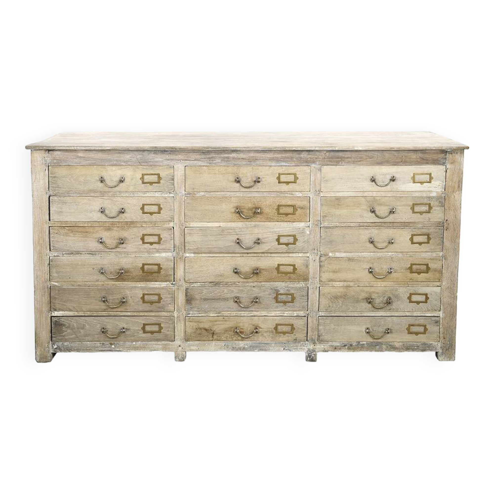 Old wooden sideboard with 18 drawers