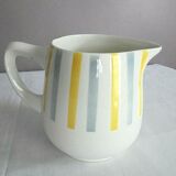 Ceramic water pot sarreguemines etoile patterns gray and yellow stripes service etoile