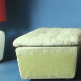 Patchwork leather olive green lounge chair and ottoman by Laauser, 1970s